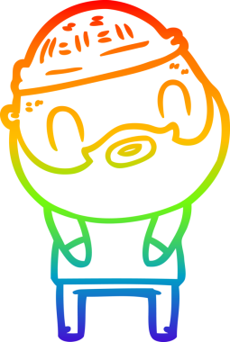 Gökkuşağı gradyan çizgi çizimi bir insan tarafından çizilmiş sakallı bir adamın