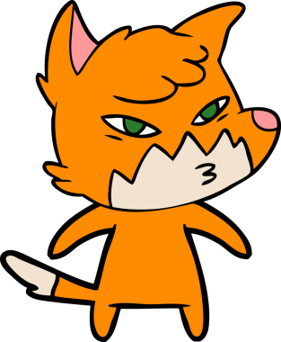 Bir insan tarafından çizilmiş akıllı çizgi film tilkisi.