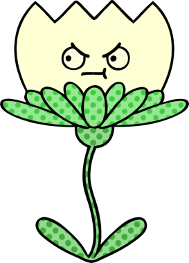 Bir insan tarafından çizilmiş bir çiçeğin karikatürü.