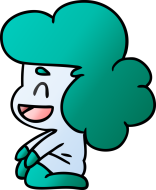 Bir insan tarafından çizilmiş kawaii uzaylı bir kızın gradyan çizimi