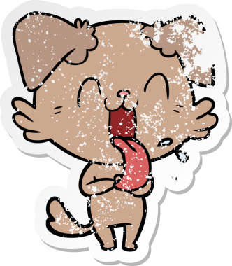 Bir insan tarafından çizilmiş, nefes nefese kalmış bir köpeğin sıkıntılı çıkartması.