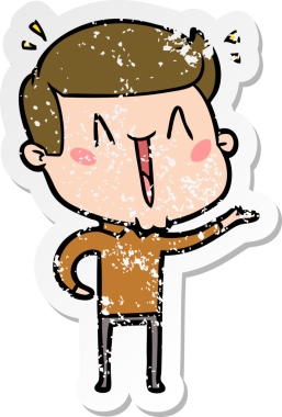 Bir insan tarafından çizilmiş heyecanlı bir karikatür çıkartması.