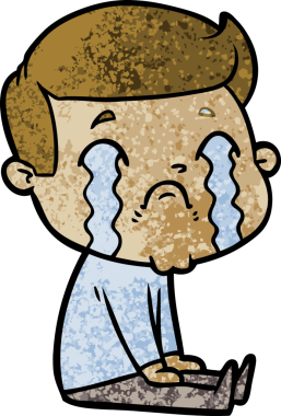 Bir insan tarafından çizilmiş ağlayan çizgi film adamı.