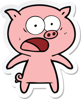 Bir insan tarafından çizilmiş domuz çizgi filmi etiketi.