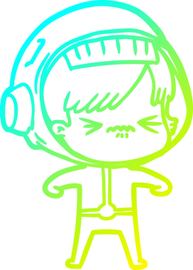 Bir insan tarafından çizilmiş soğuk gradyan çizgili astronot kadın çizimi.