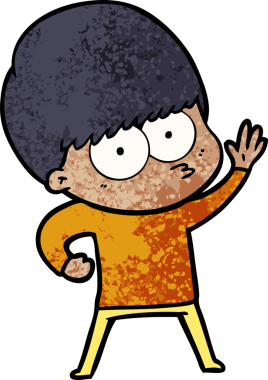 Bir insan tarafından çizilmiş sinirli çizgi film çocuğu.