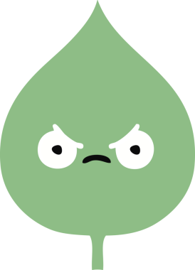 Bir insan tarafından çizilmiş dışavurumsal yaprağın düz renk retro karikatürü