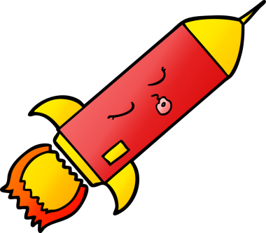 bir insan tarafından çizilmiş çizgi film roketi