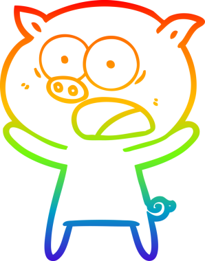 Gökkuşağı gradyan çizimi Bir insan tarafından çizilen bağıran domuz çizgi filmi