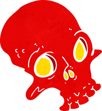 Bir insan tarafından çizilmiş ürkütücü bir kafatası.