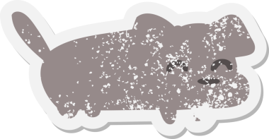 Bir insan tarafından çizilmiş küçük köpek grunge etiketi.