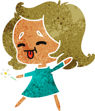 Bir insan tarafından çizilmiş sevimli bir kawai kızının serbest çizimi.