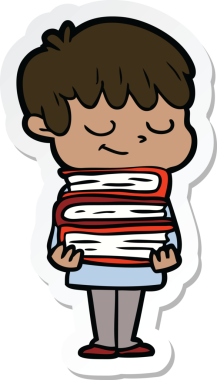 Bir insan tarafından çizilmiş mutlu bir çocuğun çıkartması.