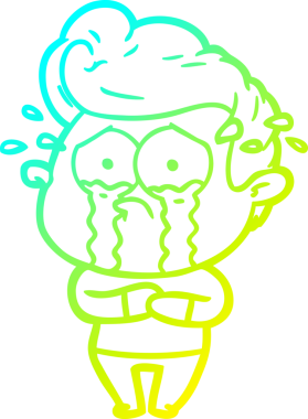 Bir insan tarafından çizilmiş ağlayan bir karikatür çizimi.