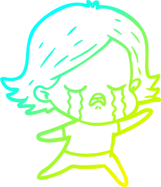 Bir insan tarafından çizilmiş ağlayan bir çizgi film kızı çizimi.