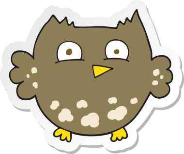 Bir insan tarafından çizilmiş küçük bir baykuşun çıkartması.