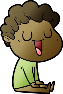 Bir insan tarafından çizilmiş gülen karikatür adam.