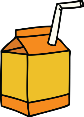 Bir insan tarafından çizilmiş tuhaf bir meyve suyu karikatürü.