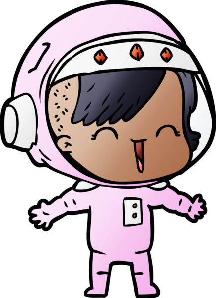 Bir insan tarafından çizilmiş gülen astronot kız.