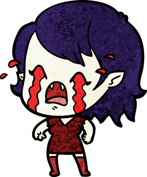 Bir insan tarafından çizilmiş ağlayan vampir kız çizgi filmi.