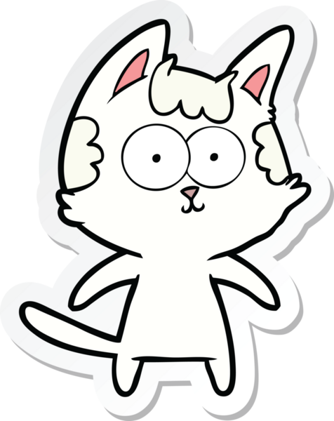Bir insan tarafından çizilmiş mutlu çizgi film kedisinin çıkartması.