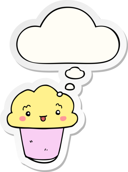 Bir insan tarafından çizilmiş, üzerinde düşünce kabarcığı olan çizgi film keki.