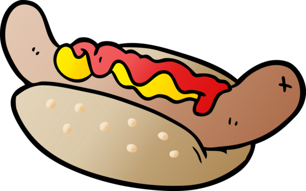 Bir insan tarafından çizilmiş taze, lezzetli bir sosisli.