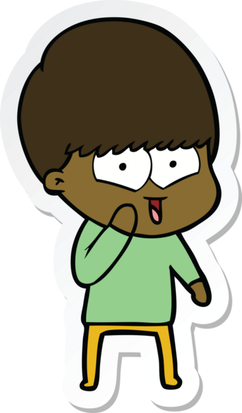 Bir insan tarafından çizilmiş mutlu bir çocuğun çıkartması.