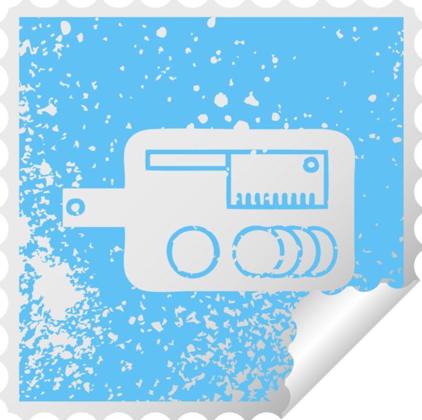 Bir insan tarafından çizilmiş et doğrama tahtasının derili kare soyma etiketi sembolü