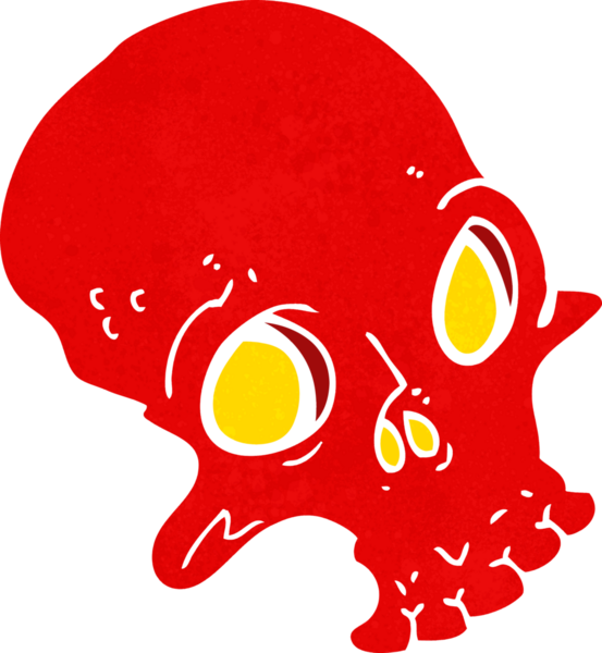 Bir insan tarafından çizilmiş ürkütücü bir kafatası.