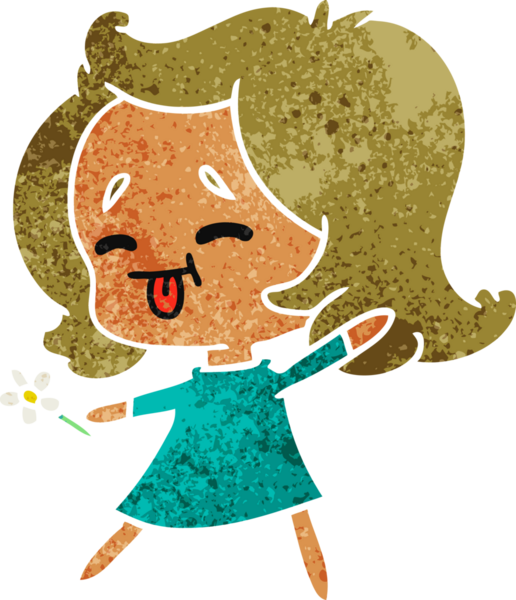 Bir insan tarafından çizilmiş sevimli bir kawai kızının serbest çizimi.