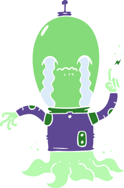 Bir insan tarafından çizilmiş düz renkli karikatür.