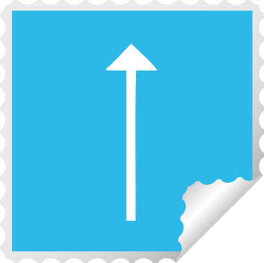 Bir insan tarafından çizilmiş uzun ok sembolünün kare soyma etiketi.