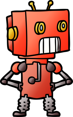 Bir insan tarafından çizilmiş çizgi film robotu