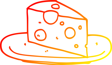 Bir insan tarafından çizilmiş çizgi film peynirinin sıcak gradyan çizimi