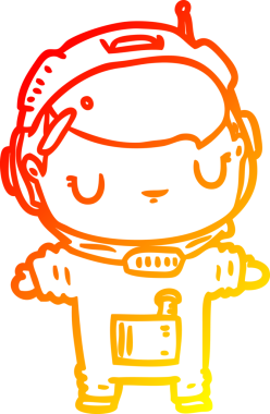 Bir insan tarafından çizilmiş sevimli bir astronotun sıcak çizgi çizimi