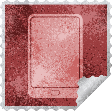 tablet bilgisayar vektör illüstrasyon kare soyma etiketi bir insan tarafından çizildi