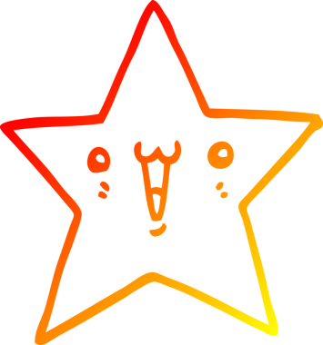 Bir insan tarafından çizilmiş mutlu bir çizgi film yıldızının sıcak çizgi çizimi