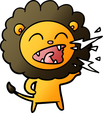 Bir insan tarafından çizilmiş kükreyen aslan çizgi filmi.