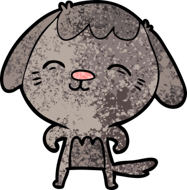 Bir insan tarafından çizilmiş mutlu çizgi film köpeği.