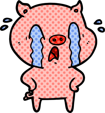 Bir insan tarafından çizilmiş ağlayan domuz çizgi filmi.