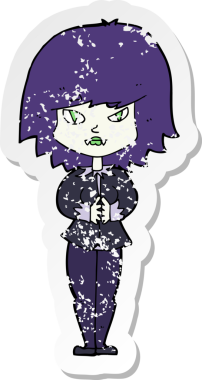 Bir insan tarafından çizilmiş vampir bir karikatürün gerilimli yapıştırması.