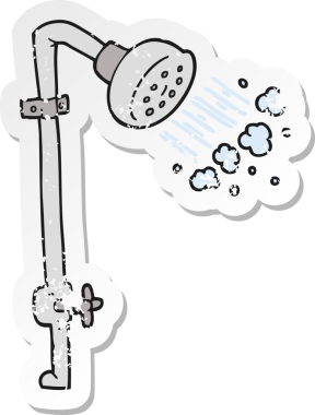 Bir insan tarafından çizilmiş karikatür duşun gerilimli yapıştırması.