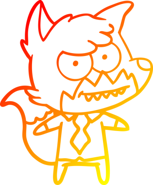 Bir insan tarafından çizilmiş sırıtan bir tilkinin sıcak çizgi çizimi