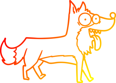 Bir insan tarafından çizilmiş mutlu bir köpeğin sıcak çizgi çizimi.