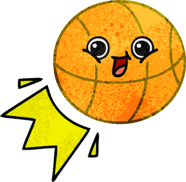 Bir insan tarafından çizilmiş basketbol topunun retro grunge desen karikatürü