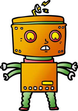 Bir insan tarafından çizilmiş çizgi film robotu