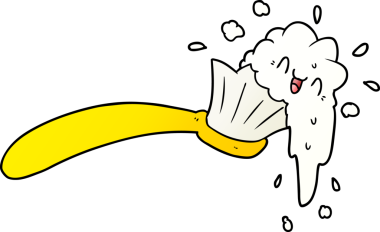 bir insan tarafından çizilmiş diş fırçası ve diş macunu.