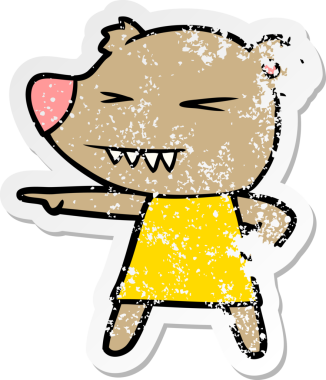 Bir insan tarafından çizilmiş ayı çizgi filminin sıkıntılı çıkartması.