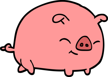 Bir insan tarafından çizilmiş karalama tarzı çizgi film domuzu.